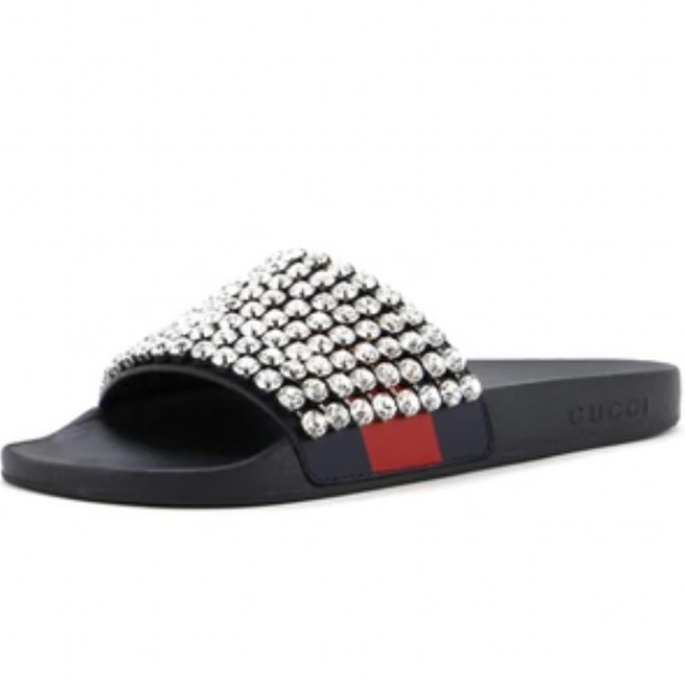 NWT Gucci Crystal Embellished Slides